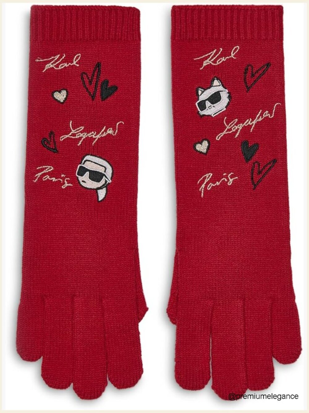 Embroidered Hearts Gloves - Luxury Cold Weather Accessory